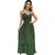 Vestido Longo Estampado Decotado de Verão Até o Plus Size Verde militar