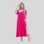 Vestido Longo Feminino Festa Fenda Lateral Viscolycra Pink