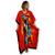 Vestido Longo Indiano Kaftan Viscose Estampa Africana Plus Vermelho, Laranja