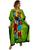 Vestido Longo Indiano Kaftan Viscose Estampa Africana Plus Verde, Azul