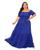 Vestido Longo Plus Size Babado Moda Blogueira 48 ao 56 Azul royal