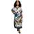 Vestido Longo Plus Size Kaftan Indiana floral Arabesco 1202 Creme, Azul