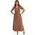 Vestido Longo Slim Feminino Com Cinto E Fendas Laterais 30824A Marrom