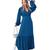 Vestido Longo Tendência Inverno Casual Feminino, Manga Longa Viscolinho com Forro Helena Azul petróleo