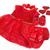 Vestido Luxo RN à 05 Meses Renda Baby Com 4 Peças, Par Sapatinhos + Faixa Cabelo + Calcinha Vermelho
