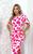 Vestido midi animal print versátil feminino amarração manga curta sem bojo elegante Pink