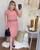 Vestido Midi Bolso Moda Feminina Evangélica Marinho com pink