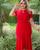 Vestido Midi Botão Na Gola Moda Evangélica Feminina Vermelho