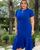 Vestido Midi Botão Na Gola Moda Evangélica Feminina Azul