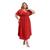 Vestido Midi Feminino Plus Size Com Lastex Na Cintura Terracota