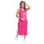 Vestido Midi Moda Verão Sem Mangas Fenda Lateral Canelado Pink