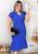 Vestido Midi Plus Size Viés Moda Evangélica Feminina Azul caneta com preto