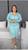 Vestido Midi Trico Rayon Evase Manga Longa Detalhado Decote V  Azul