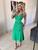 Vestido Midi Tricot Babado Elegante Sofisticado com forro Verde oliva