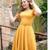 Vestido Moda Evangélica Midi Com Cinto Festas Casamento Madrinha Barato Amarelo