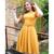 Vestido Moda Evangélica Social Cinto Midi Rodado Godê Prinçesa Manga Curta Amarelo