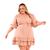 Vestido Plus Size Feminino Ciganinha Rodado Com Babado Bege