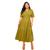 Vestido plus size feminino manga curta midi com cinto e saia evase em crepe elegante com forro Verde oliva