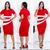 Vestido Plus Size Três Faixas Moda Evangélica Feminina Vermelho