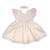 Vestido Princesa Bebê Luxo com Tiara 100% Algodão Branco, Rosa