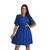 Vestido Soltinho Midi Decote Elegante Primavera Verão Duna Azul