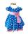 Vestido Temático Infantil para Festas Galinha Pintadinha Fantasia Menina 5759 Azul, Laço rosa