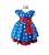 Vestido Temático Infantil para Festas Galinha Pintadinha Fantasia Menina 5759 Azul, Laço vermelho