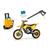 Wash Garage Moto Cross Com Lavadora - Usual Brinquedos Amarelo