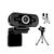 Webcam Full HD 1080P WB Amplo Ângulo 110 Microfone e Tripé 30 frames Preta