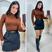 Short preto blusa longa marrom
