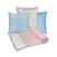 MANTA TRIANGULO ROSA - CAPAS POÁ AZUL CELESTE,OVOS ROSA E AZUL, LISA AZUL CELESTE