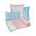 MANTA TRIÂNGULO ROSA - CAPAS 45 X 45 OVOS ROSA/AZUL BEBE - AZUL BEBE LISO - CAPAS 30 X 50 POÁ AZUL C