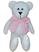 Urso baby branco com laço rosa