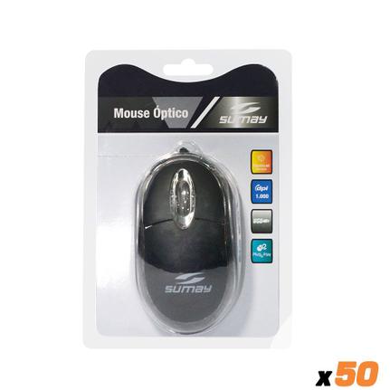 Mouse Usb Óptico Led 800 Dpis Preto Sm-mo1303 Sumay