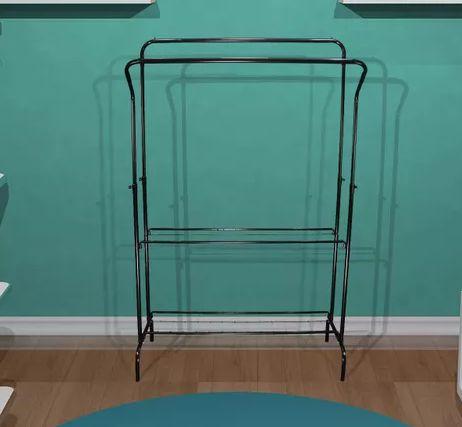 Arara Para Roupas Dupla Com Prateleira Preta Tuddolojas Arara De Roupas Magazine Luiza