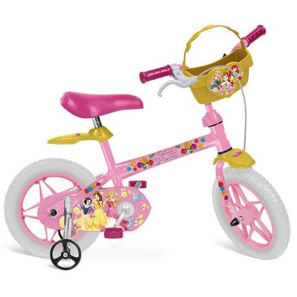 Bicicleta Bandeirante Princesas Disney Aro 12 Rígida 1 Marcha - Amarelo