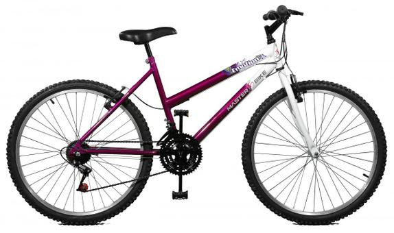 Bicicleta Master Bike Emotion Aro 26 Rígida 18 Marchas - Branco/violeta