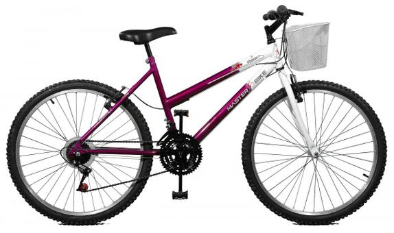 Bicicleta Master Bike Serena Plus Aro 26 Rígida 21 Marchas - Branco/violeta