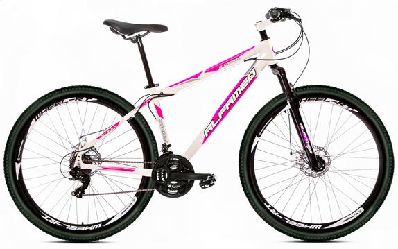 Bicicleta Alfameq Stroll Disc T17 Aro 29 Susp. Dianteira 24 Marchas - Branco/rosa