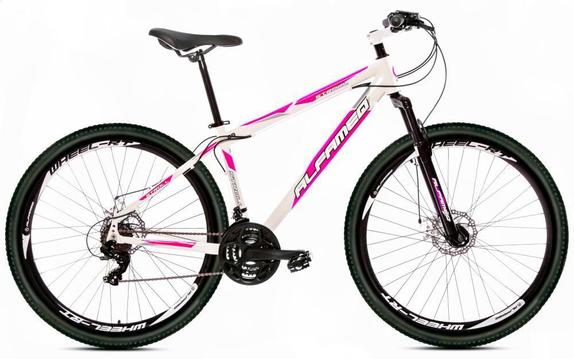 Bicicleta Alfameq Stroll Disc T17 Aro 29 Susp. Dianteira 27 Marchas - Branco/rosa