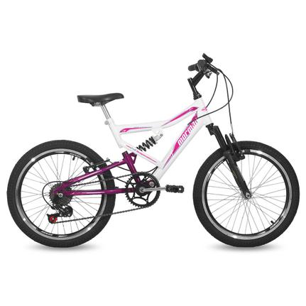 Bicicleta Mormaii Big Rider Aro 20 Full Suspensão 6 Marchas - Branco/violeta
