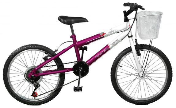 Bicicleta Master Bike Serena Plus Aro 20 Rígida 7 Marchas - Branco/violeta