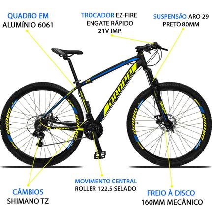 Bicicleta Dropp Z3 Disc H T15.5 Aro 29 Susp. Dianteira 21 Marchas - Amarelo/azul