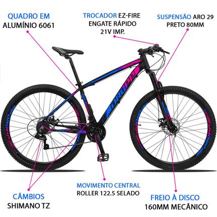 Bicicleta Dropp Z3 2020 Disc H T15.5 Aro 29 Susp. Dianteira 21 Marchas - Azul/rosa
