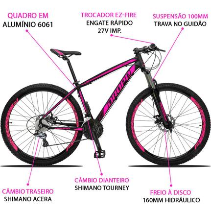 Bicicleta Dropp Z3 2020 Disc H T15.5 Aro 29 Susp. Dianteira 27 Marchas - Preto/rosa