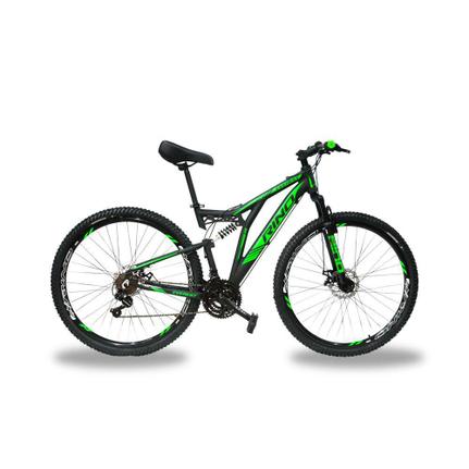Bicicleta Rino Everest T19 Aro 29 Full Suspensão 21 Marchas - Preto/verde