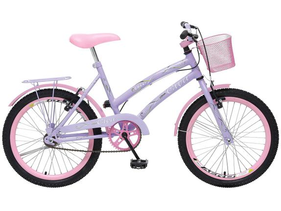 Bicicleta lilas com cestinha Clearance
