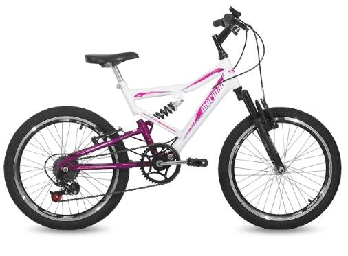 Bicicleta Mormaii Big Rider Aro 20 Full Suspensão 6 Marchas - Branco/rosa