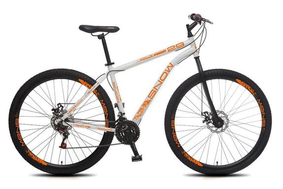 Bicicleta Snow Neon Aro 29 Susp. Dianteira 21 Marchas - Branco/laranja