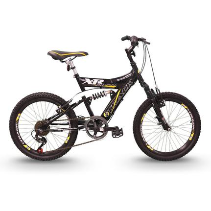 Bicicleta Track&bikes Xr20 Aro 20 Full Suspensão 6 Marchas - Preto/verde